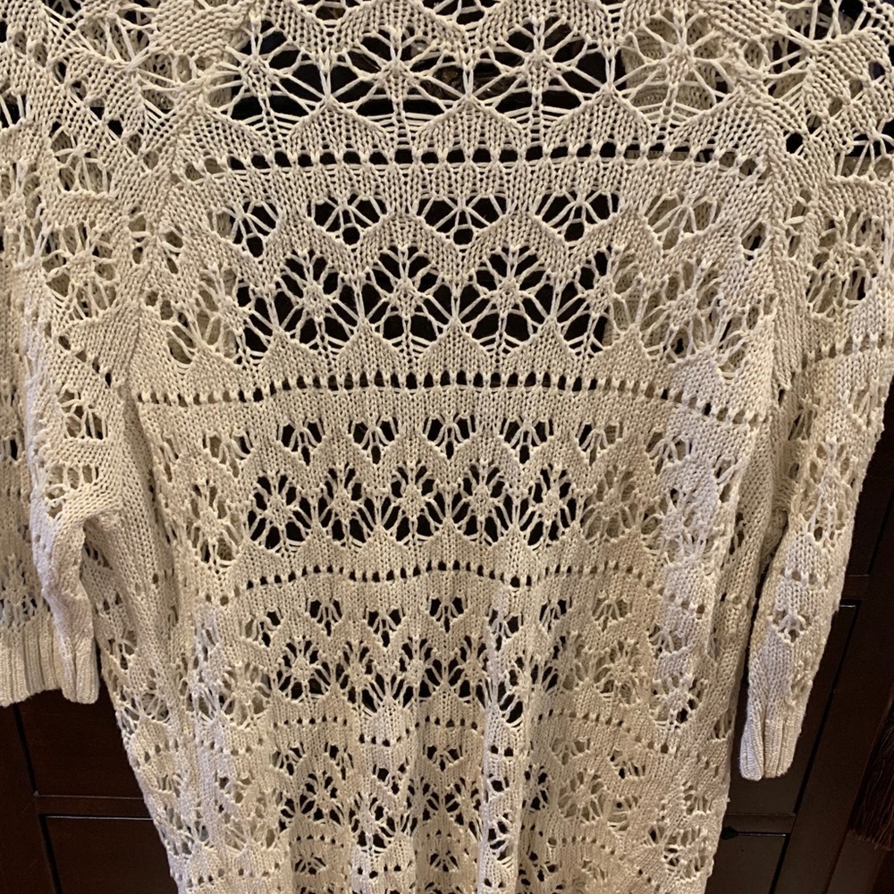 GARAGE Ivory Eyelet Crocheted Sweater In Size Medium - Picture 2 of 10